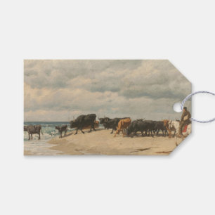 Etiquetas Para Regalos Bovino a orillas del mar (por Eugène Burnand)
