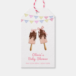 Etiquetas Para Regalos Bow de rosado lindo Crema de hielo Baby Shower