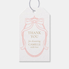 Etiquetas Para Regalos Bow Elegant Gracias Chica Baby Shower