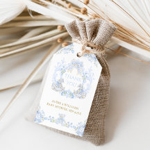 Bow Floral Escudo Rustic Blue Boy Baby Shower