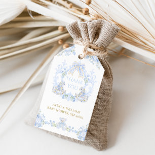 Etiquetas Para Regalos Bow Floral Escudo Rustic Blue Boy Baby Shower