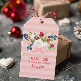 Etiquetas Para Regalos Bow floral Fresa Cumpleaños Berry Primer Favor