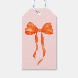Etiquetas Para Regalos Bow Naranja de color de agua