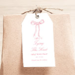 Etiquetas Para Regalos Bow rosado está atando la ducha nupcial<br><div class="desc">Bow rosa: está atando las etiquetas de favorito de ducha de novia Knot</div>