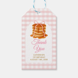 Etiquetas Para Regalos Bows and Brunch Pancake Pink 1st Birthday Gingham