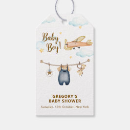Etiquetas Para Regalos Boy Adventure Clothesline Airplane Sky Baby Shower