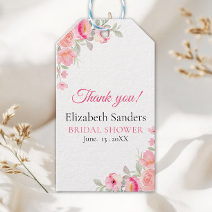 Etiquetas Para Regalos Bridal Shower Floral Watercolor Pink Roses