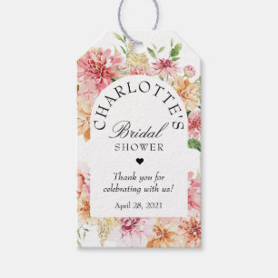 Etiquetas Para Regalos Bridal Shower Romántica moderna Rubor Peach Flora
