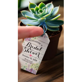 Etiquetas Para Regalos Bridal Shower Watercolor Sucultura Madera Rústica