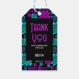 Etiquetas Para Regalos Bright Neon Purple Blue Geometric Gracias