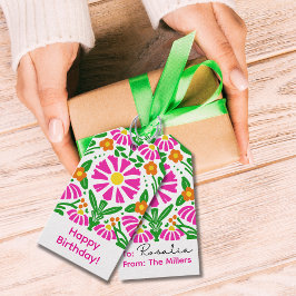 Etiquetas Para Regalos ¡Brillantes Flores de Cumpleaños!