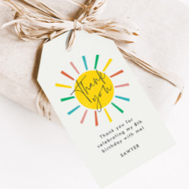 Etiquetas Para Regalos Brillantes Sun Script Niños Cumpleaños Fiesta Grac