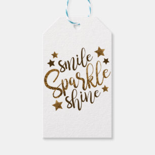 ETIQUETAS PARA REGALOS BRILLO DE LA CHISPA DE LA SONRISA, ESTRELLA DE ORO