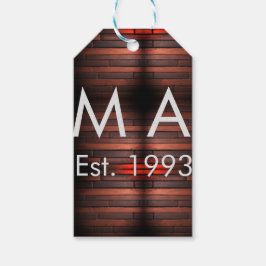 Etiquetas Para Regalos Brown rustic brick stone add name letter year date