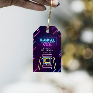 Etiquetas Para Regalos Bruh, ¿Estás? Neon Arcade Video Games Boy Birday