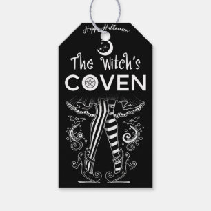 Etiquetas Para Regalos Bruja de la Coven Bruja Piernas Negras Blancas Hal