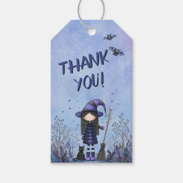 Etiquetas Para Regalos Bruja Morada Monilla de Halloween para Niños