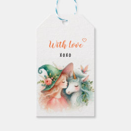 Etiquetas Para Regalos Bruja Unicornio Regalo Mágico Acuarela Amor