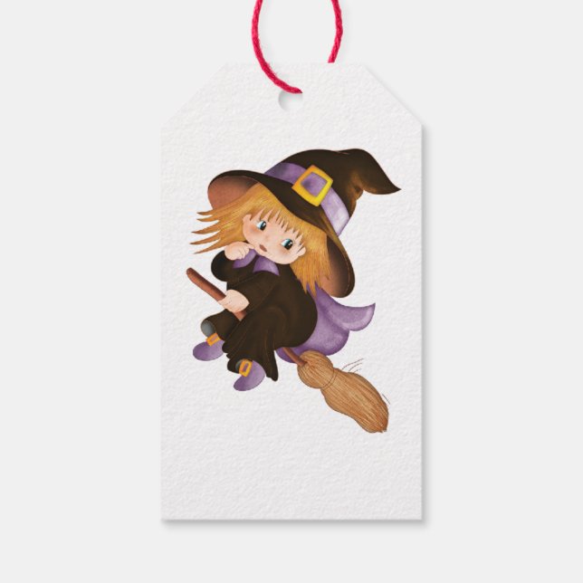 Etiquetas Para Regalos Bruja voladora (Reverso)