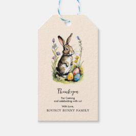 Etiquetas Para Regalos Brunch de Pascua y caza de huevos | Conejo de flor