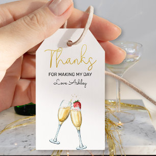Etiquetas Para Regalos Brunch y Bubbly Strawberry y Champagne Gracias