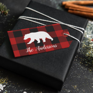 Etiquetas Para Regalos Búfalo Rojo Tapado y Oso Entrega de nombre perso