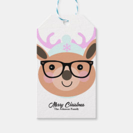 Etiquetas Para Regalos Bufanda Gorro Gafas Fiesta de Navidad Reno Lindo 
