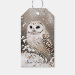 Etiquetas Para Regalos Búho del Bosque Navidad de Invierno