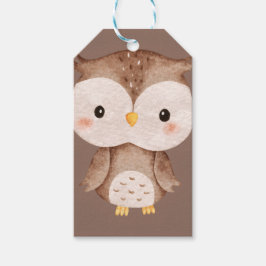 Etiquetas Para Regalos Búho Marrón Adorable