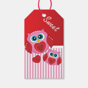Etiquetas Para Regalos Búhos rosados dulces de la tarjeta del día de Sa