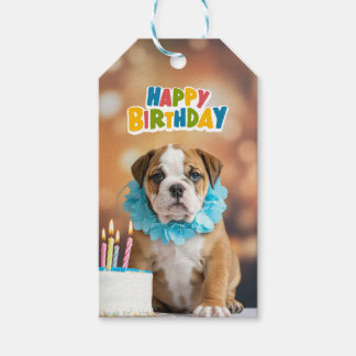 Etiquetas Para Regalos Bulldog de cumpleaños