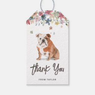 Etiquetas Para Regalos Bulldog en inglés acuarela Gracias