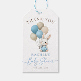 Etiquetas Para Regalos Bunny Rabbit Blue Balloons Boy Baby Shower