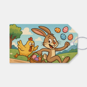 Etiquetas Para Regalos Bunny roba huevos de Pascua al estilo retro de pol