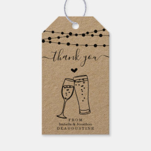 Etiquetas Para Regalos Burbujas y breves Bodas Gracias - Rústico Kraft