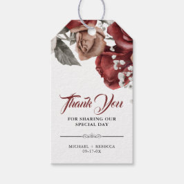 Etiquetas Para Regalos Burgundy Red Roses Floral Wedding Thank You