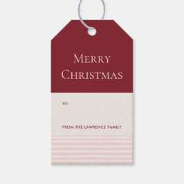 Etiquetas Para Regalos Burgundy Rubor Stripes Merry Navidad