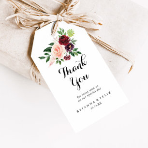 Etiquetas Para Regalos Burgundy Spring Floral Boda Gracias