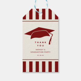 Etiquetas Para Regalos Burgundy Stripes Custom Graduation Party Favor