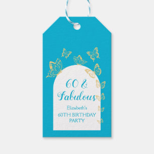 Etiquetas Para Regalos Butterflies de oro azul moderno Fabuloso cumpleaño