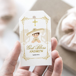 Etiquetas Para Regalos Caballo de Oro Blanco Niño Mexicano Bautismo Charr