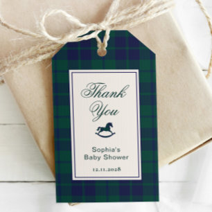Etiquetas Para Regalos Caballo de Rocas Vintage Plaid Baby Shower Gracias