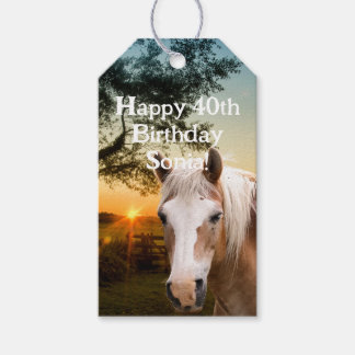 Etiquetas Para Regalos Caballo personalizado, país occidental, 40 años