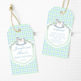 Etiquetas Para Regalos Caballo verde azul mecedor bebé ducha gracias
