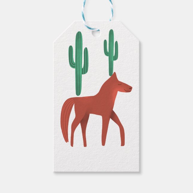 Etiquetas Para Regalos Caballo y cactus (Anverso)