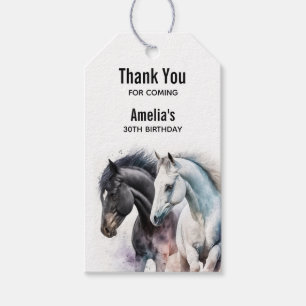 Etiquetas Para Regalos Caballos blancos y negros en un evento acuarela Gr