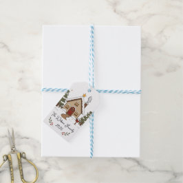 Etiquetas Para Regalos Cabaña de Navidad Acogedora Personalizada
