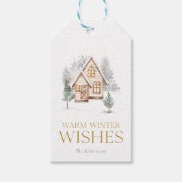 Etiquetas Para Regalos Cabaña Deseos de Invierno Cálido