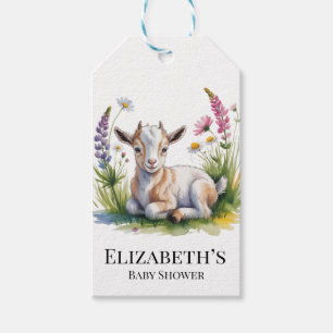 Etiquetas Para Regalos Cabra Bebé con Flores Silvestres Agradecimiento po