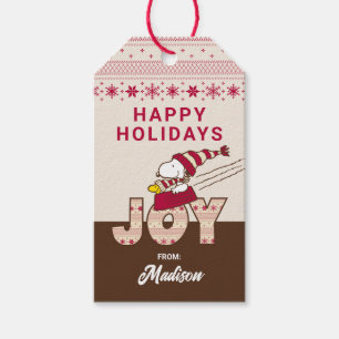 Etiquetas Para Regalos Cacahuetes Snoopy & Woodstock Joy Sled Ride